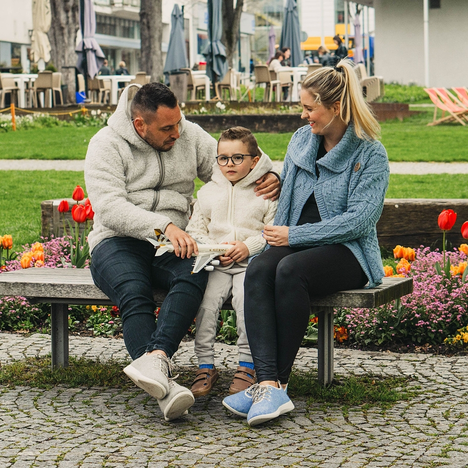 Women's Merino wool sweater with button light blue