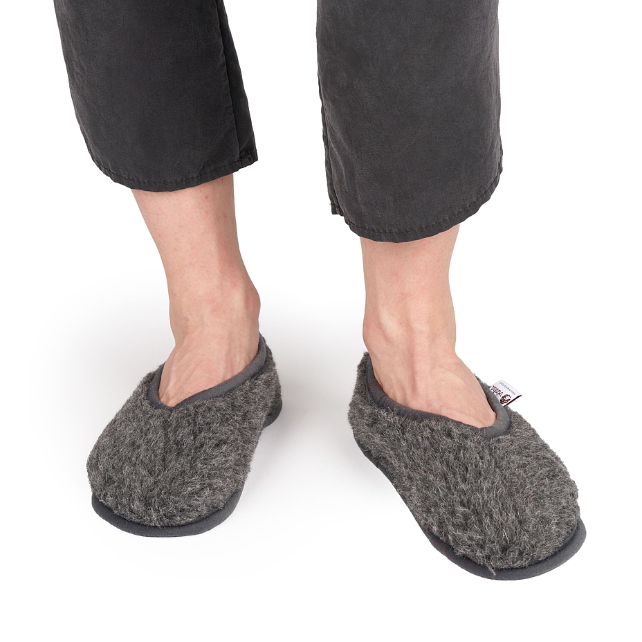 Wool Ballerina Pumps Dark Grey