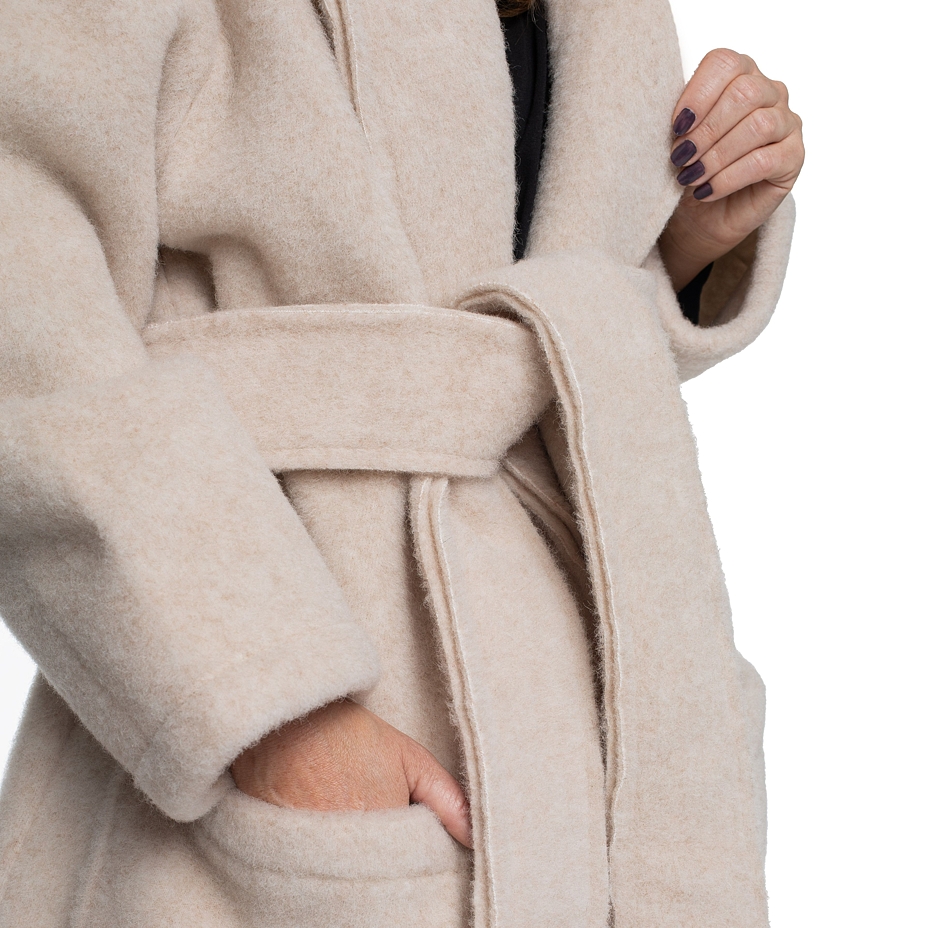 Short Wool Wrap Coat Beige