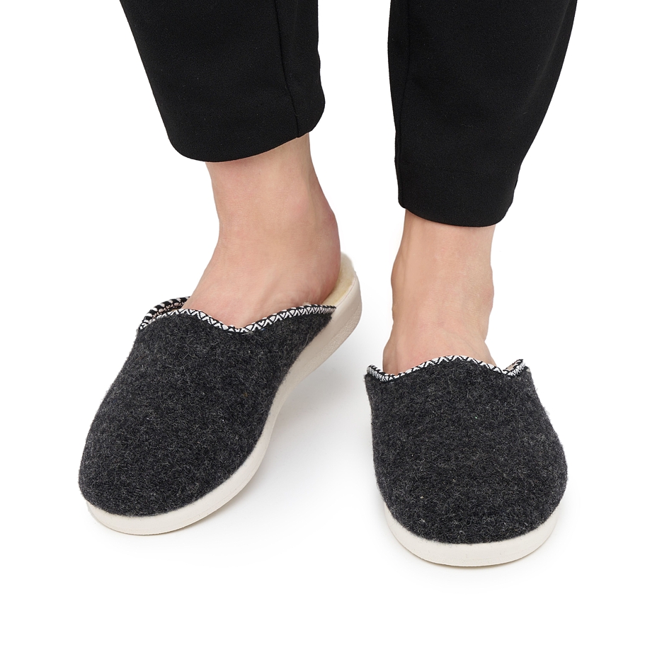 Women’s Wool Slippers Dark Grey