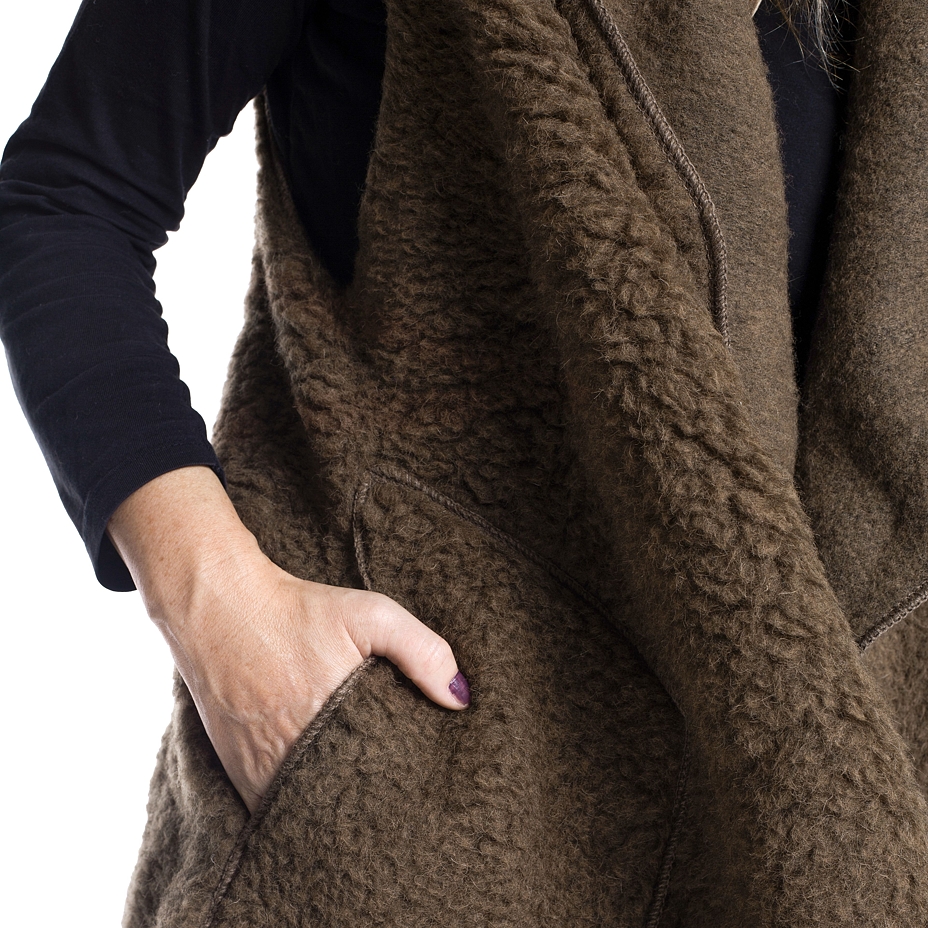 Wool Wrap Vest Brown
