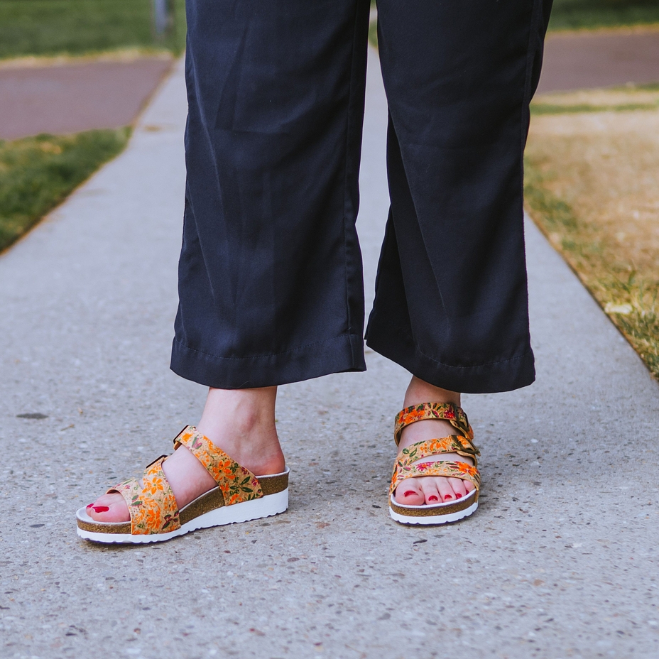 Women’s Sandra Orthopaedic Cork Wedge Sliders Floral