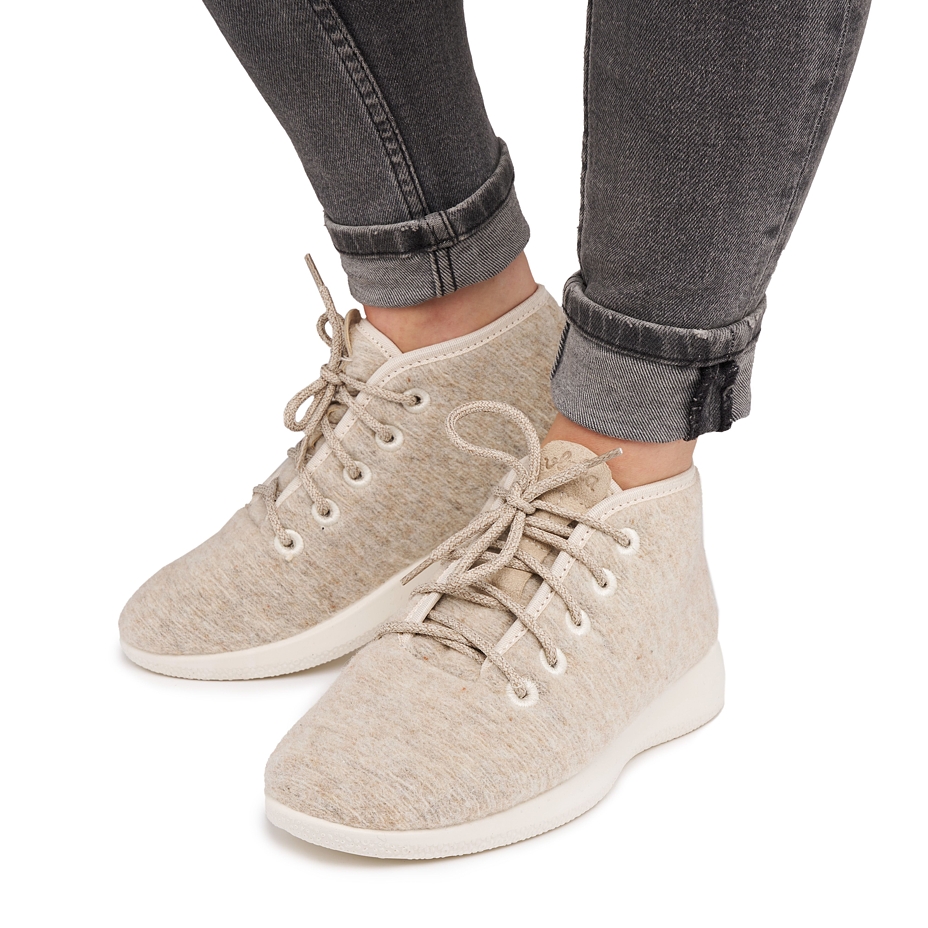 Woolee High-Top Wool Trainers Beige
