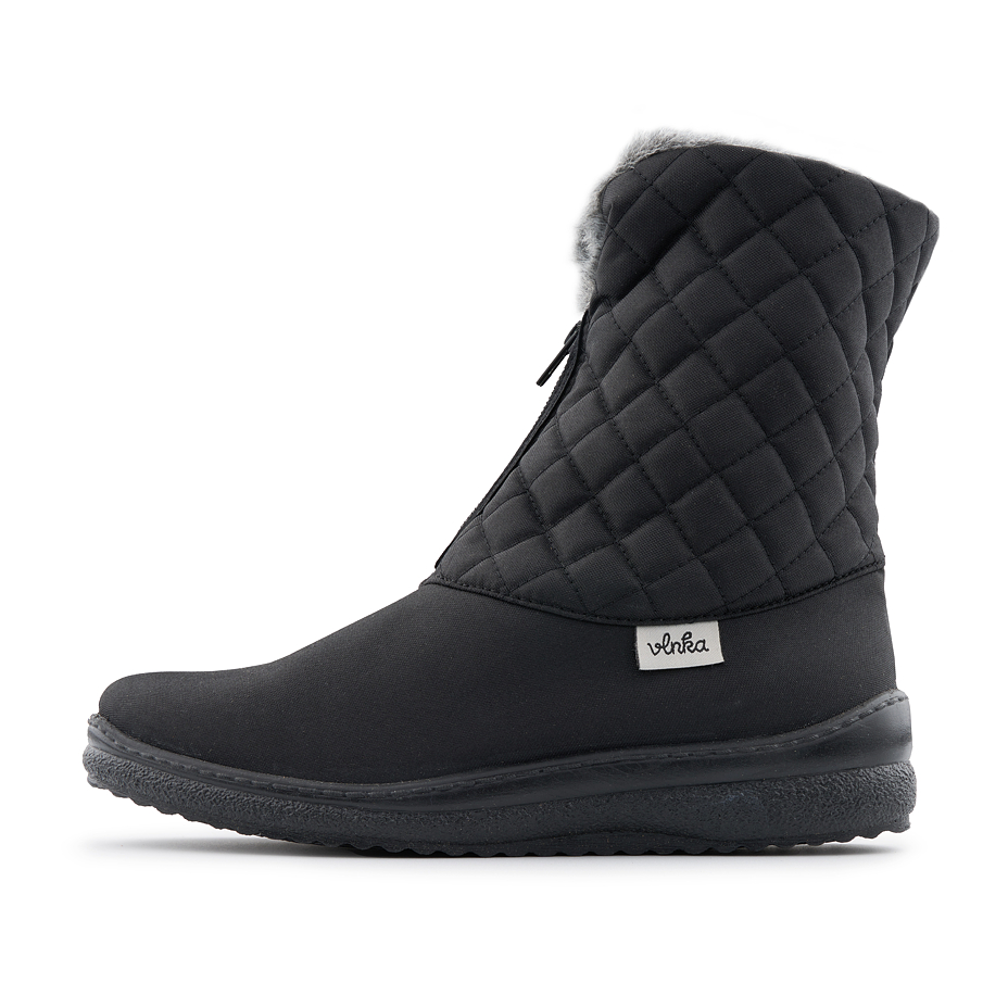 Women’s Zip-Up Quilted Snow Boots Black