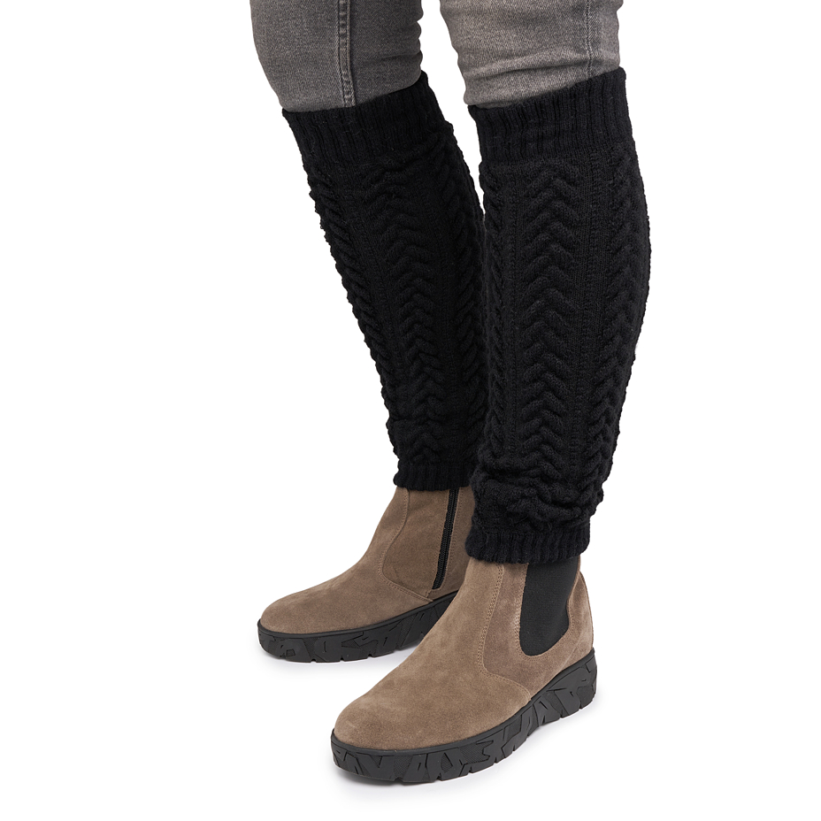 Traditional Merino Wool Leg Warmers Black