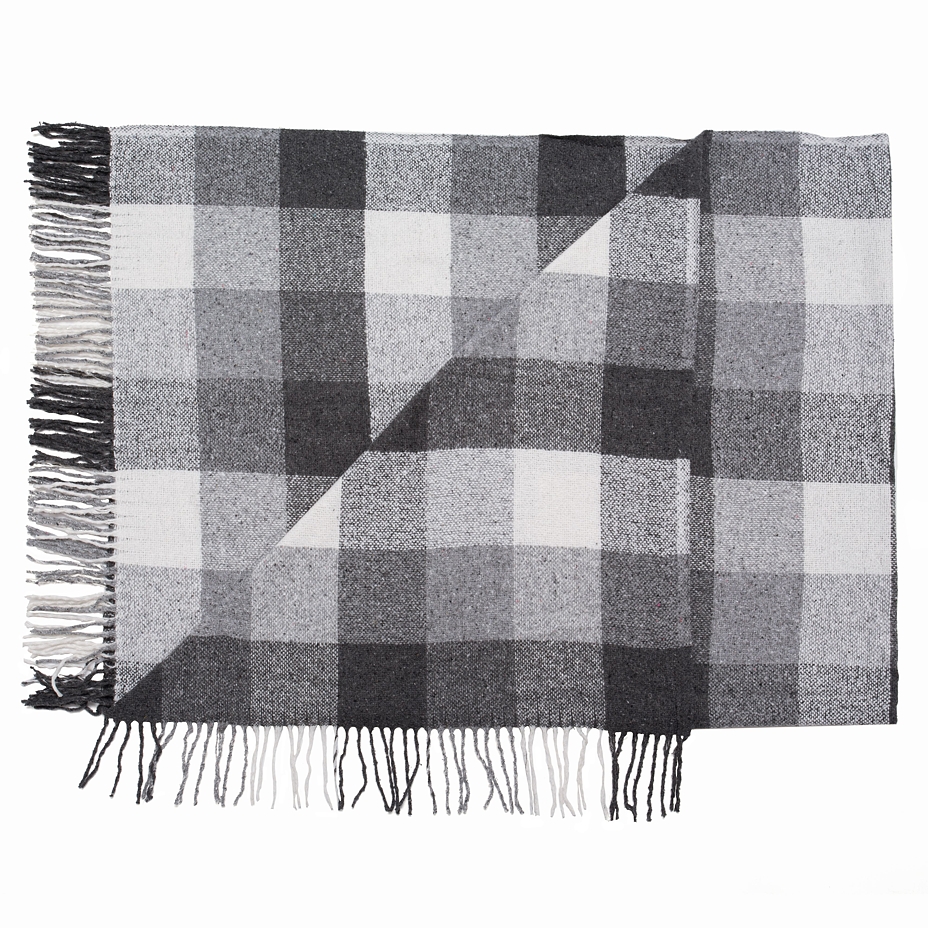 Woolee Throw with Sheep’s Wool Grey Check
