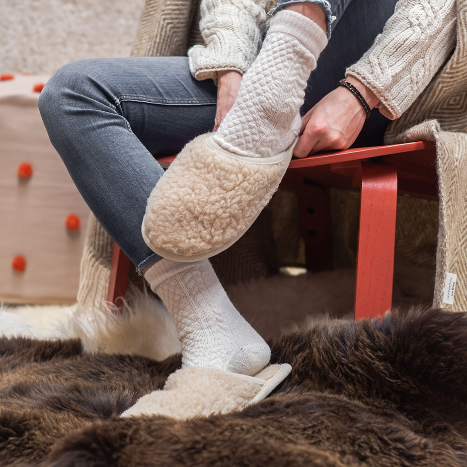 Wool Slippers Natural