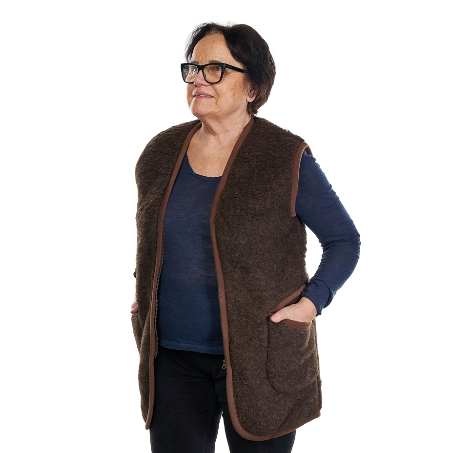 Extra Long Wool Vest Dark Brown