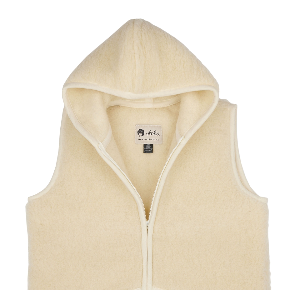 Hooded Wool Vest Natural