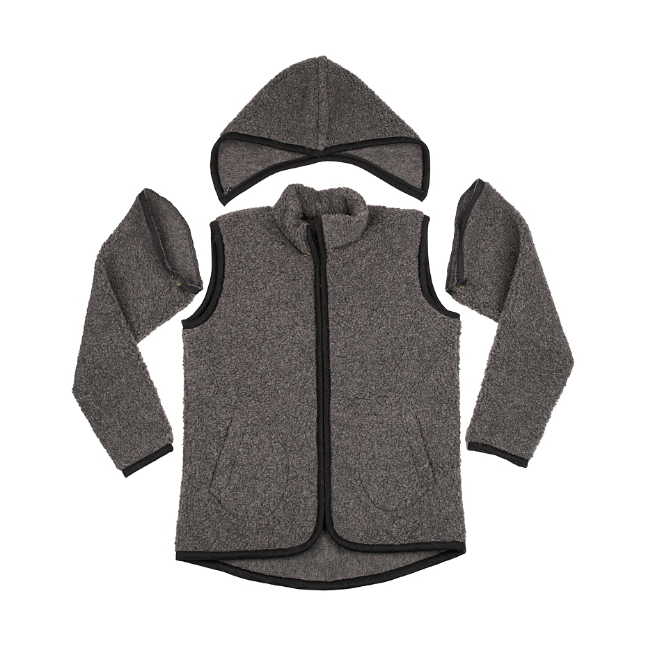 2-in-1 Wool Jacket Dark Grey