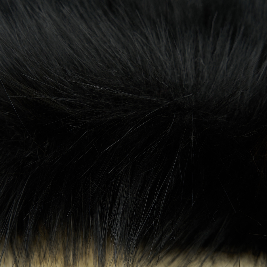 Footmuff  with Wool Lining and Fur Trim Black