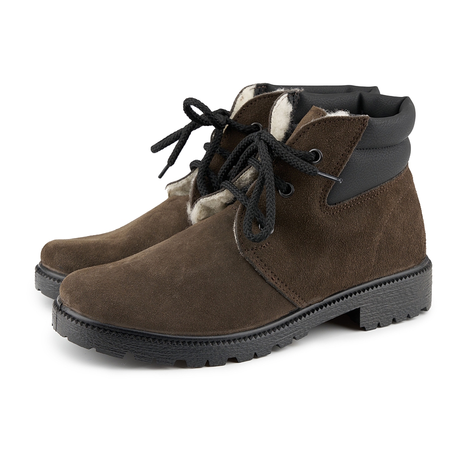 Women's Leather Winter Boots with Sheep Wool Astrid Brown