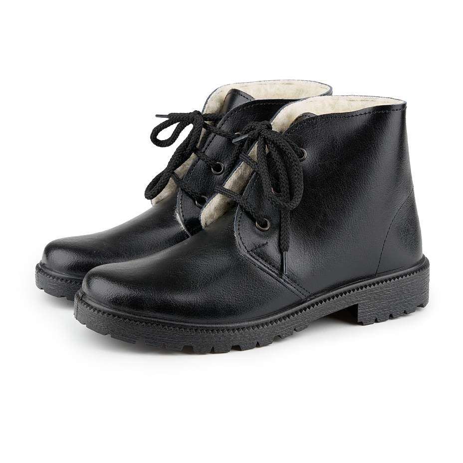 Women's Leather Winter Boots with Sheep Wool Amelie black