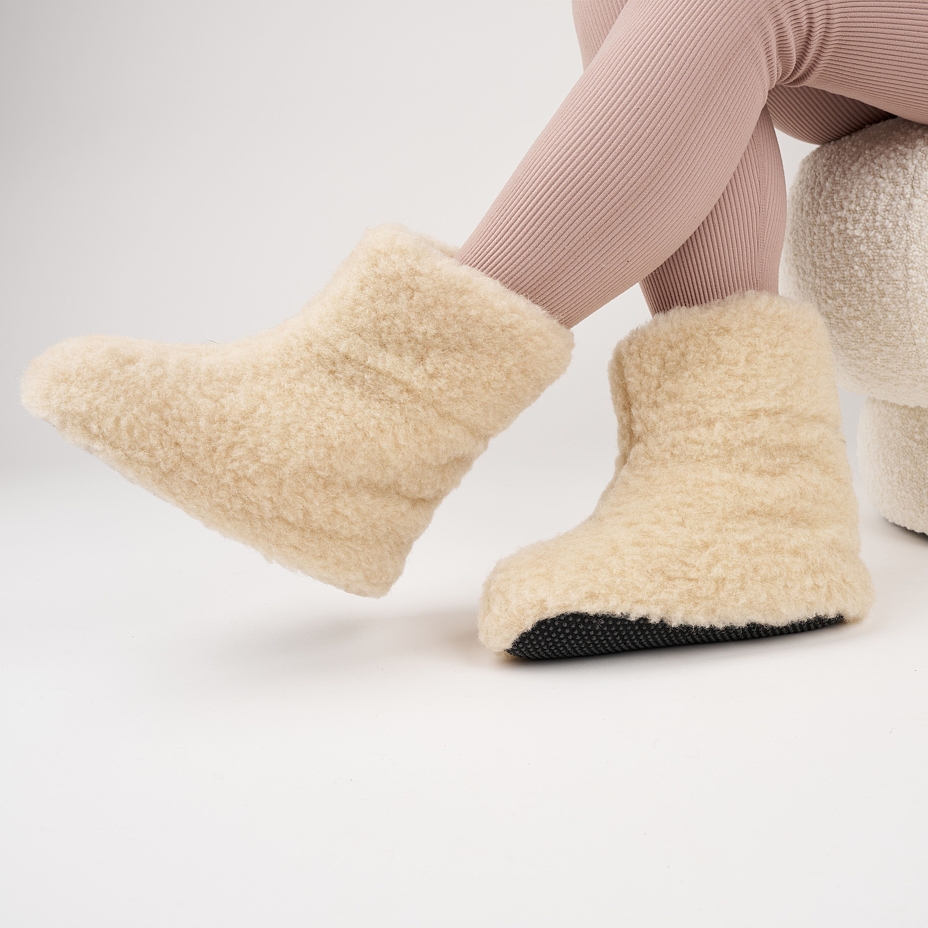 Wool TV Slipper Boots Beige