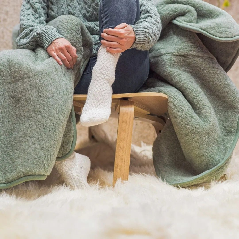 Single Layer Wool Blanket Green