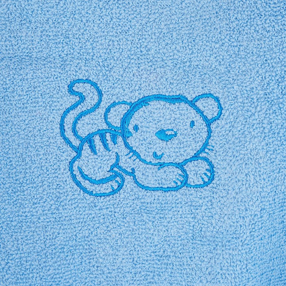 Children's Cotton Poncho with Hood Tiger Blue