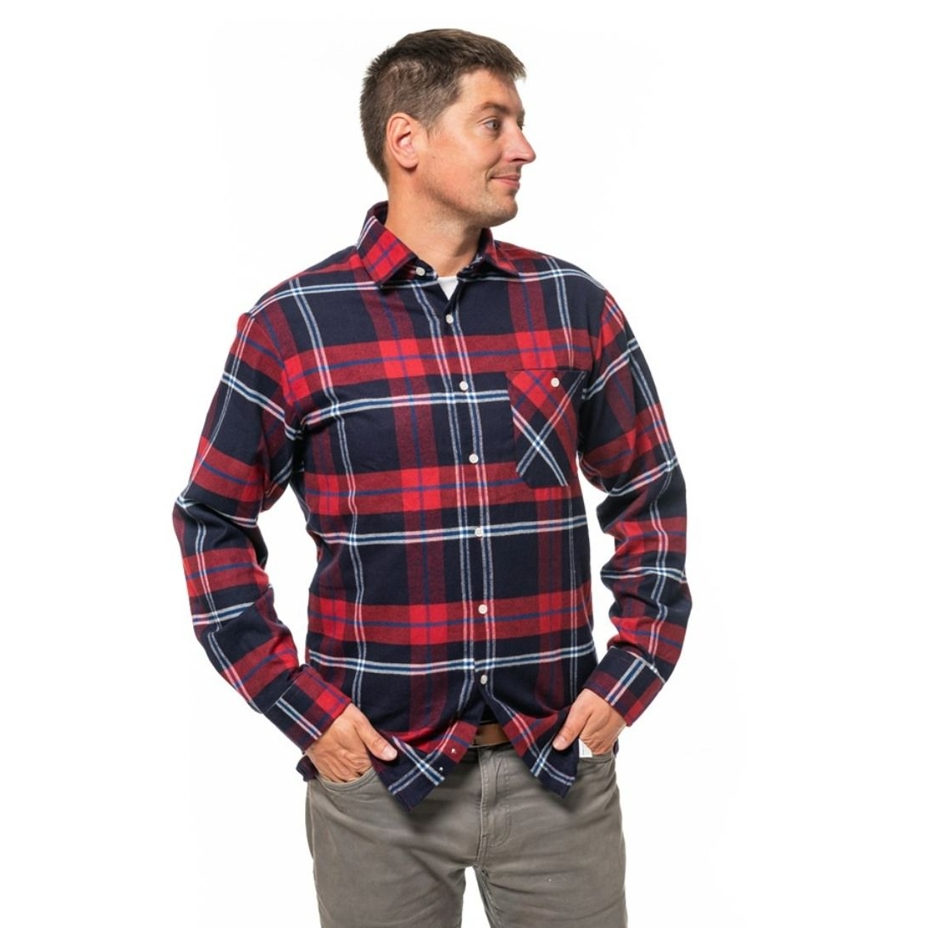 Men's flannel shirt, checkered red-blue