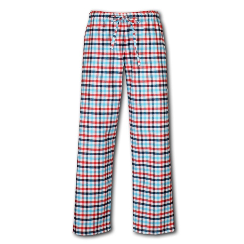 Women's flannel lounge pants, checkered, blue-red