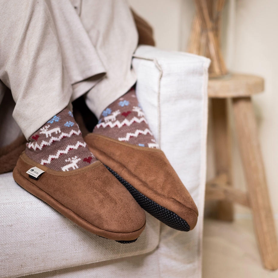 Suede Slippers with Wool Lining