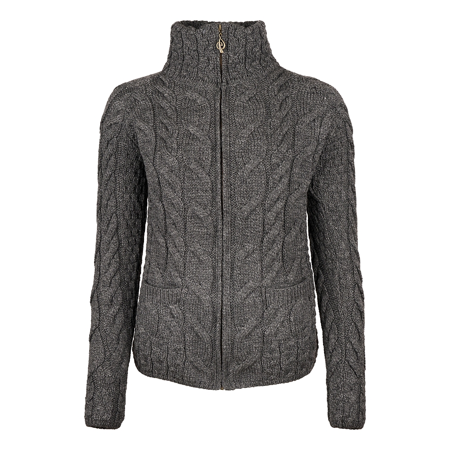 Women's Supersoft Merino wool sweater with zipper dark gray