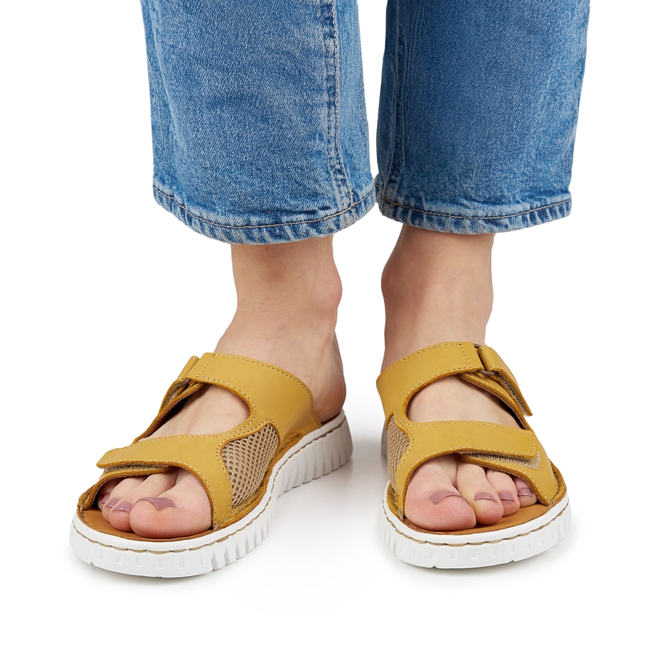 Women's leather slip-on shoes for bunions Roxana yellow