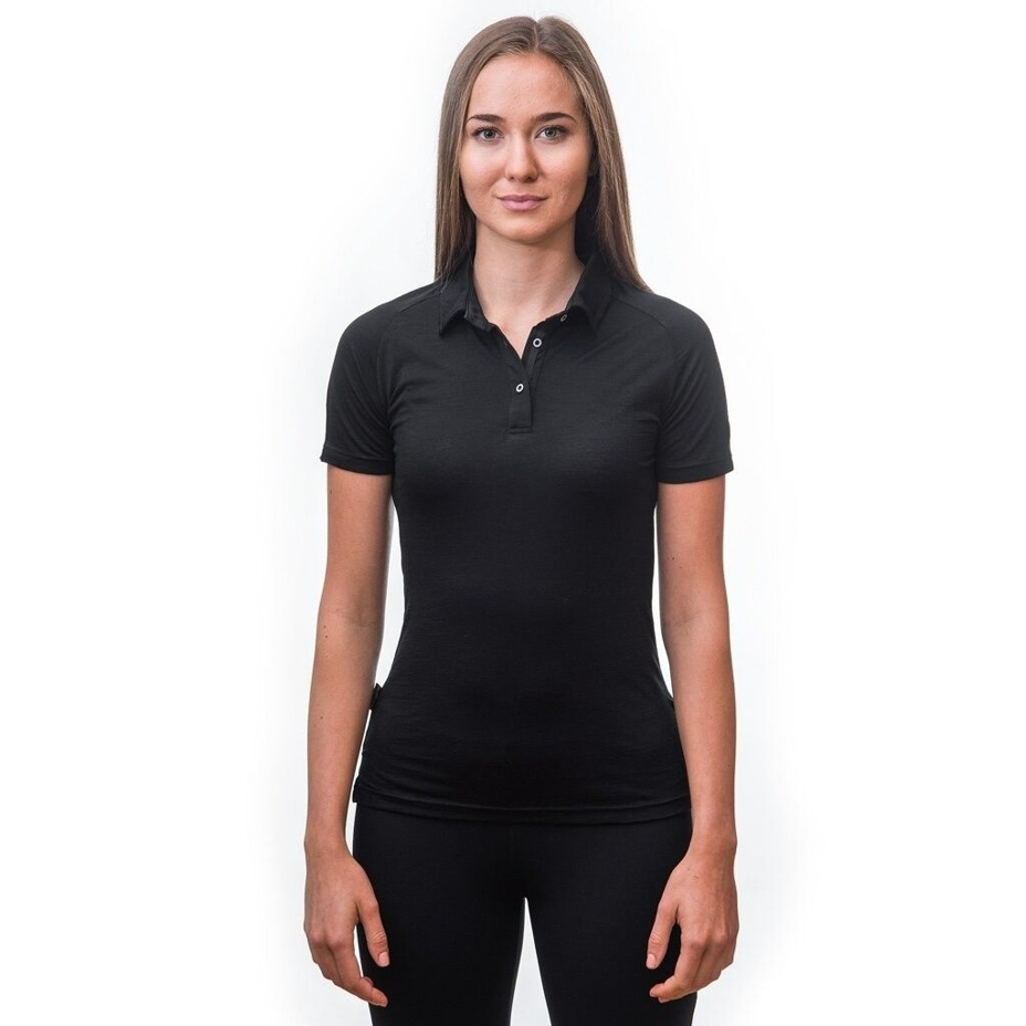Women's T-shirt with collar Sensor Merino Active POLO Black
