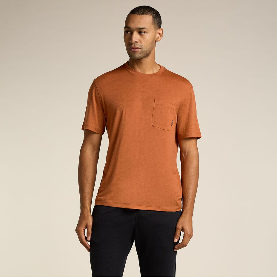 Men's T-shirt Merino 150 Tech Lite SS Relaxed Pocket Tee Icebreaker Dusty Clay