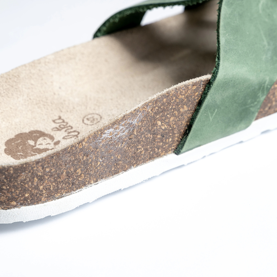 Women's cork anatomical slip-on shoes Zora green - 2nd quality