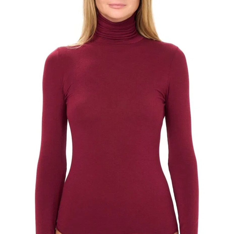 Women's Long Sleeve Turtleneck Modal with Cashmere Burgundy