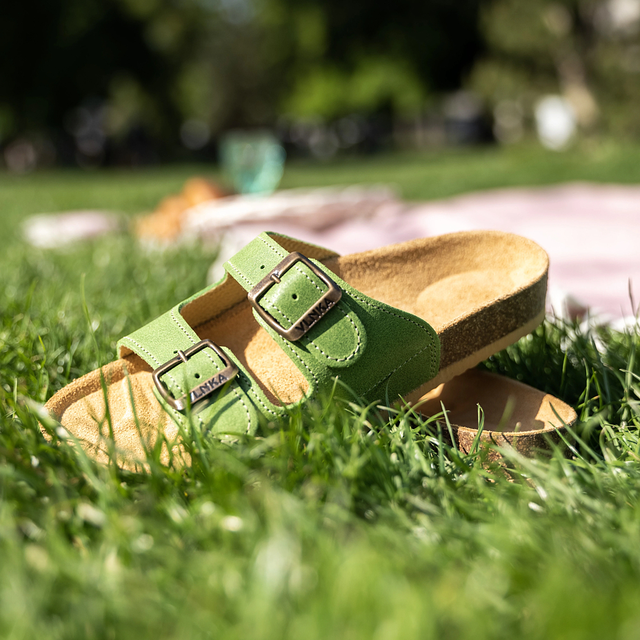 Women's anatomical cork slip-on shoes Linda light green