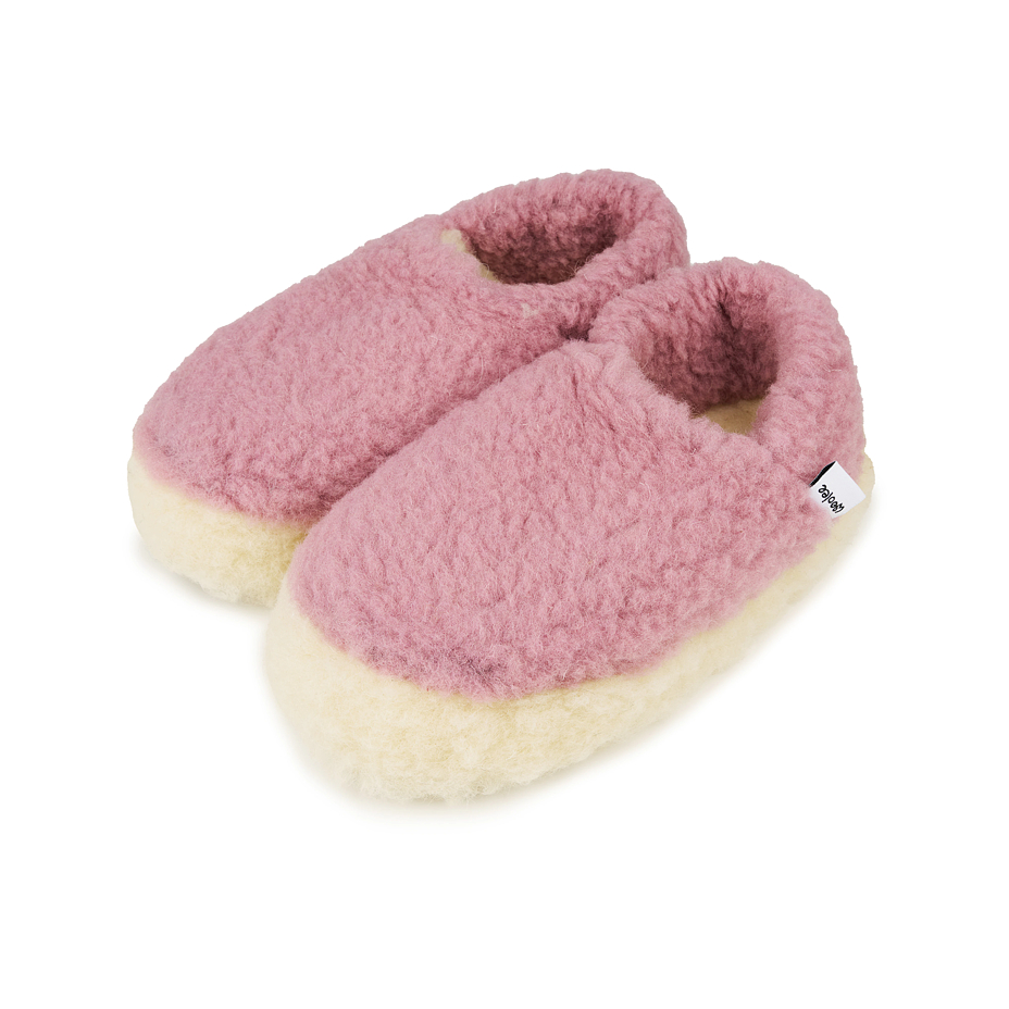 Wool low TV slippers Merino pink