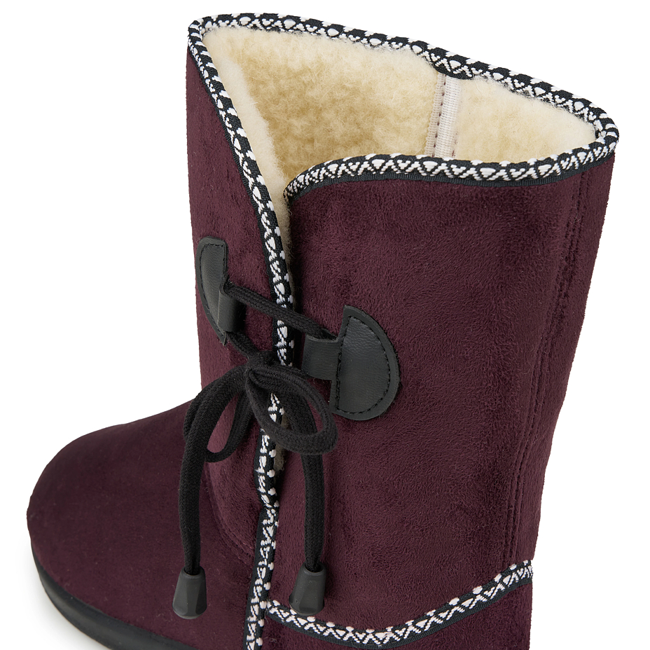 Women's slipper boots with sheep wool burgundy