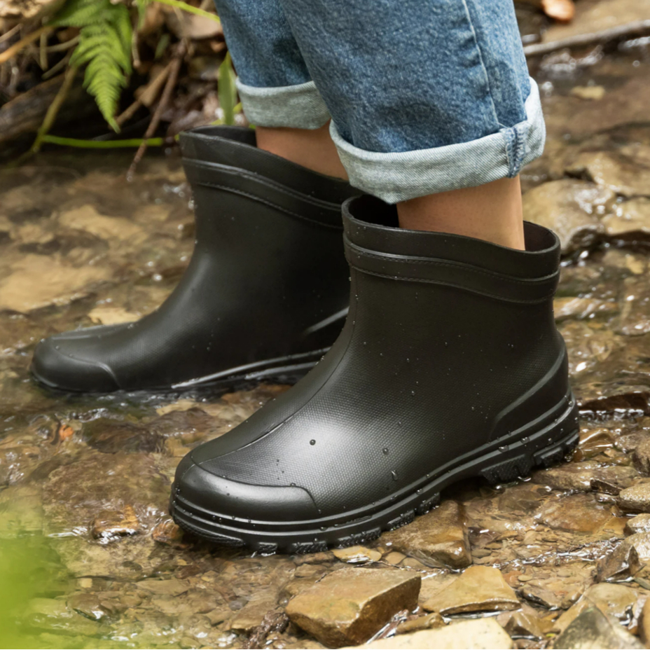 Men's low wellies with wool insole black