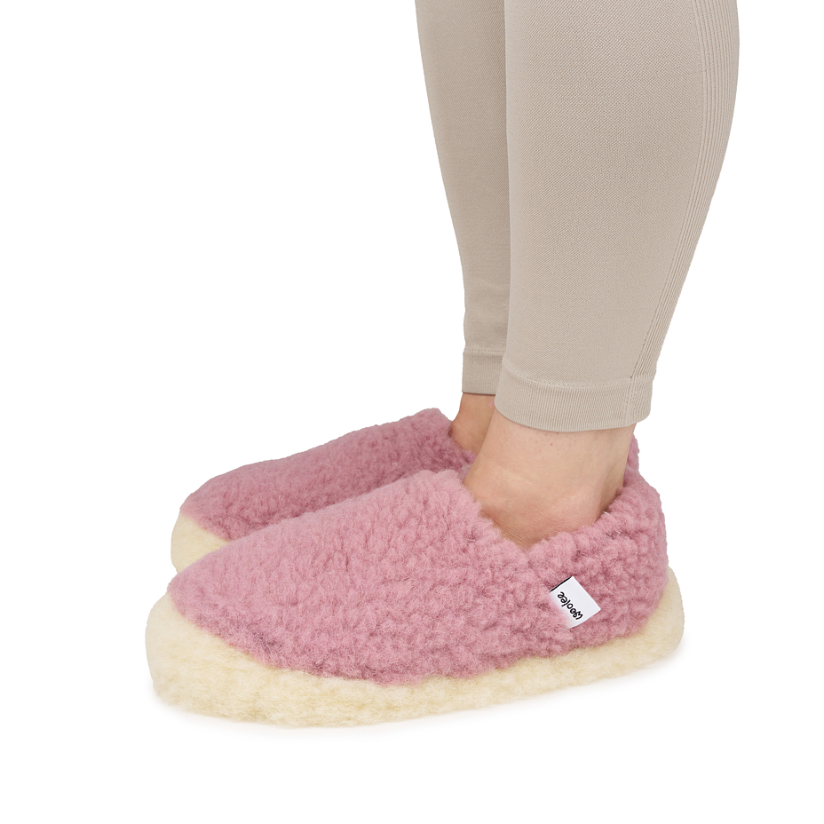 Wool low TV slippers Merino pink