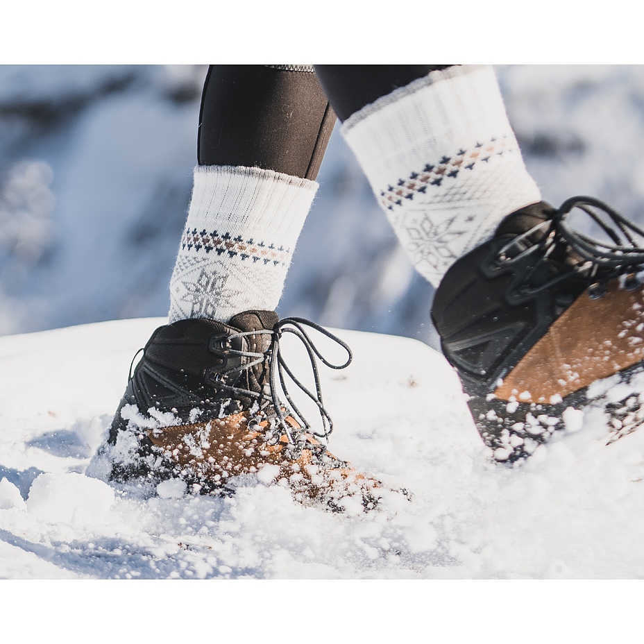 Merino Wool Socks Snowflake White