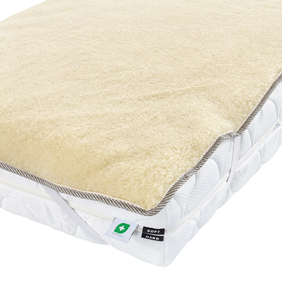 Reversible mattress protector with sheep wool and cooling side 90x200