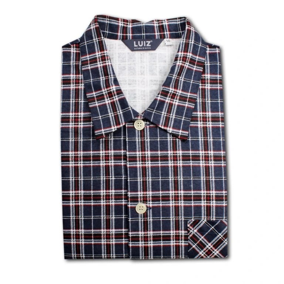 Men's flannel pajamas with long sleeves, blue-red