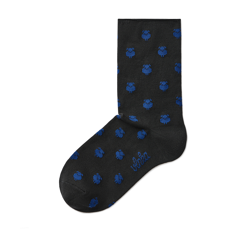 Bamboo socks with a loose top, sheep, black