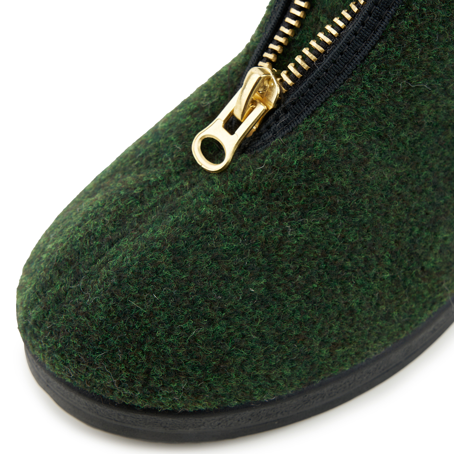 Men's sheep wool zip-up boots green