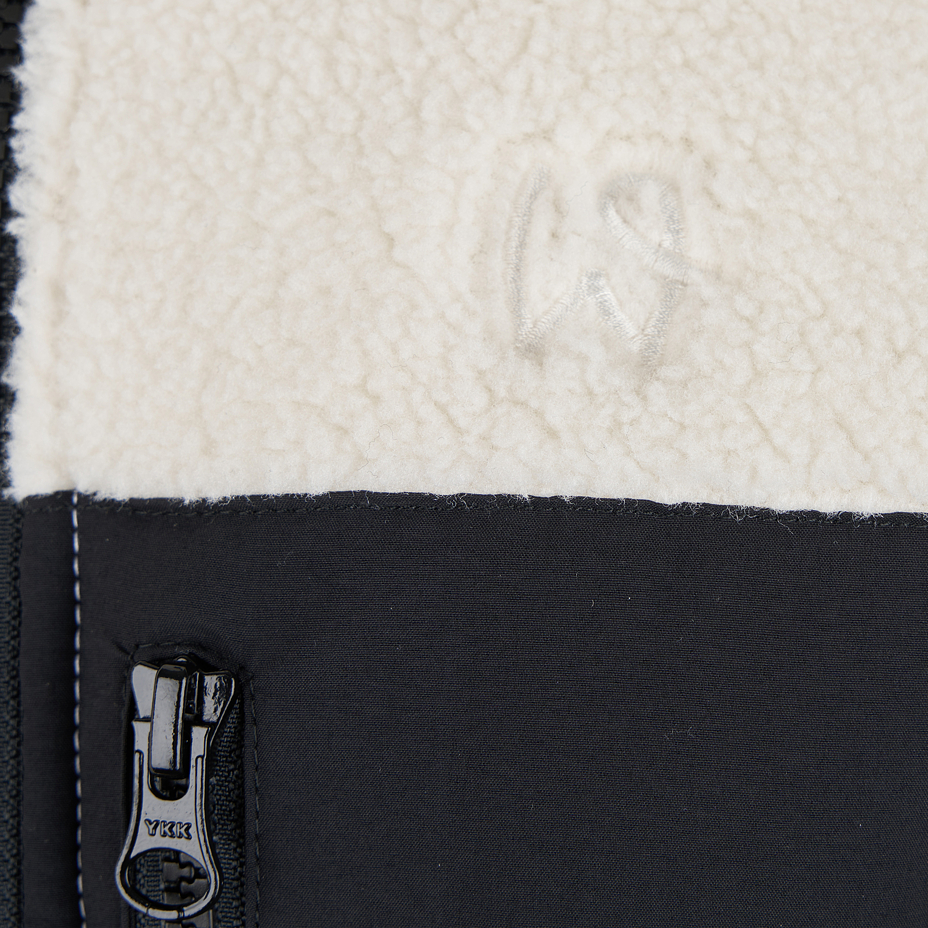 Women's fleece sweatshirt with two-way zipper white