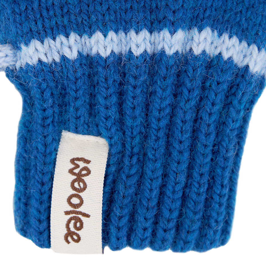 Children's woolen mittens with loop blue