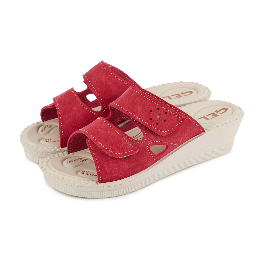 Milena women's gel wedge slides red
