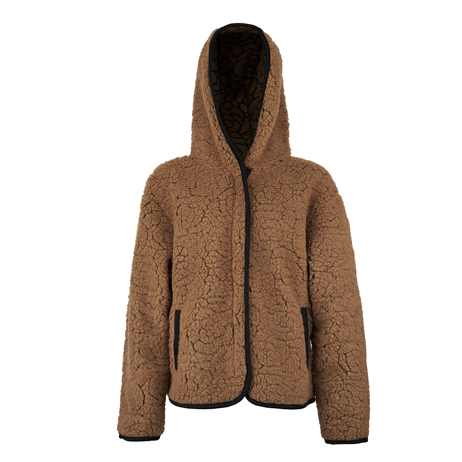 Merino wool hooded jacket brown