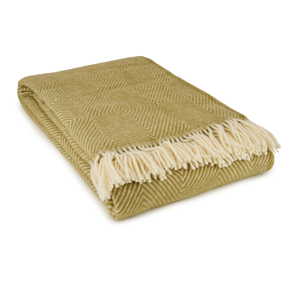 Sheep wool blanket diamond green