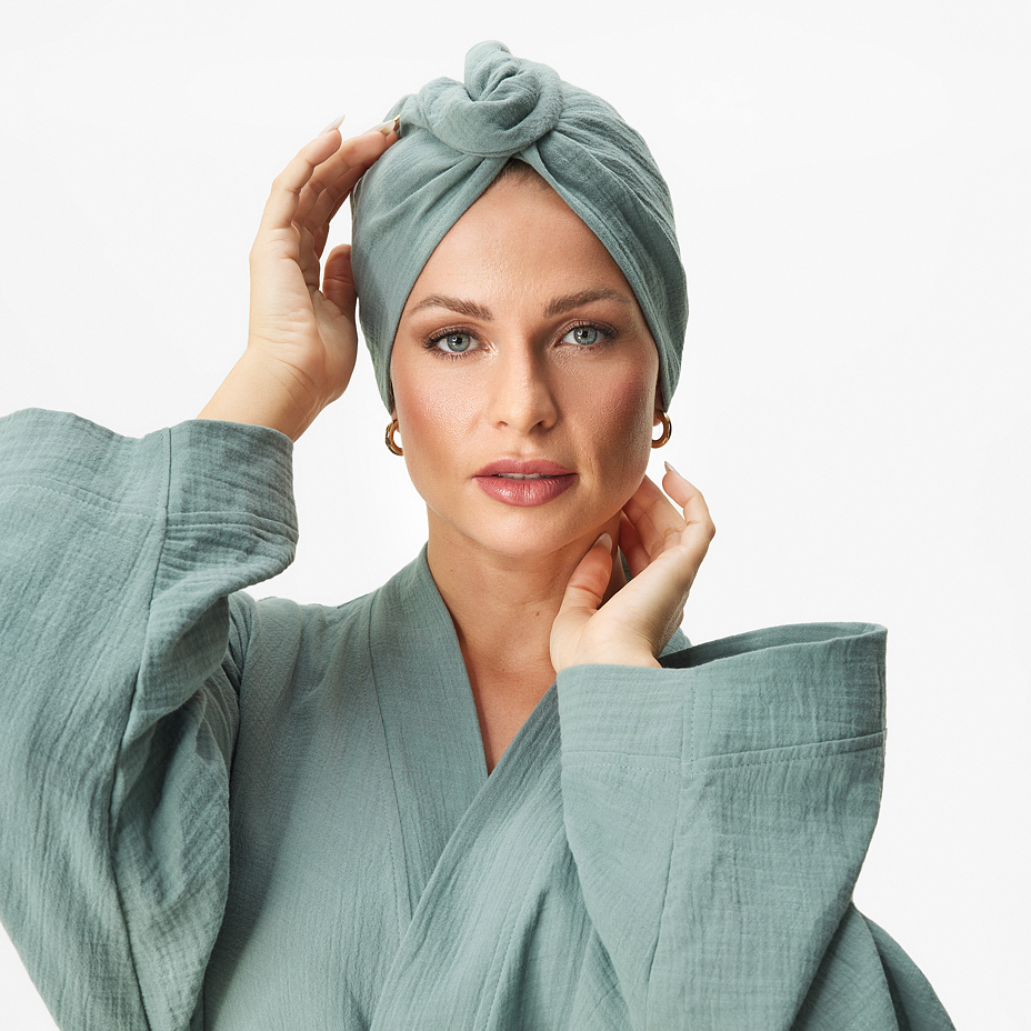 Muslin hair turban green