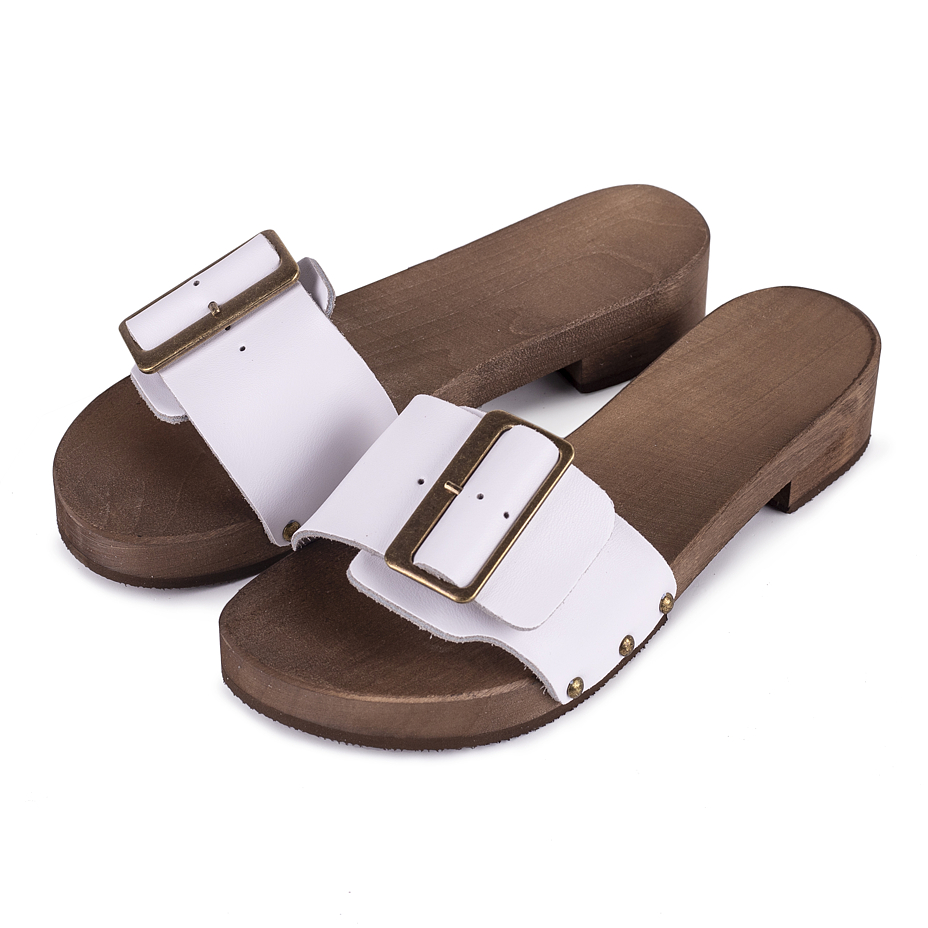 Women's Low Heel Clogs White