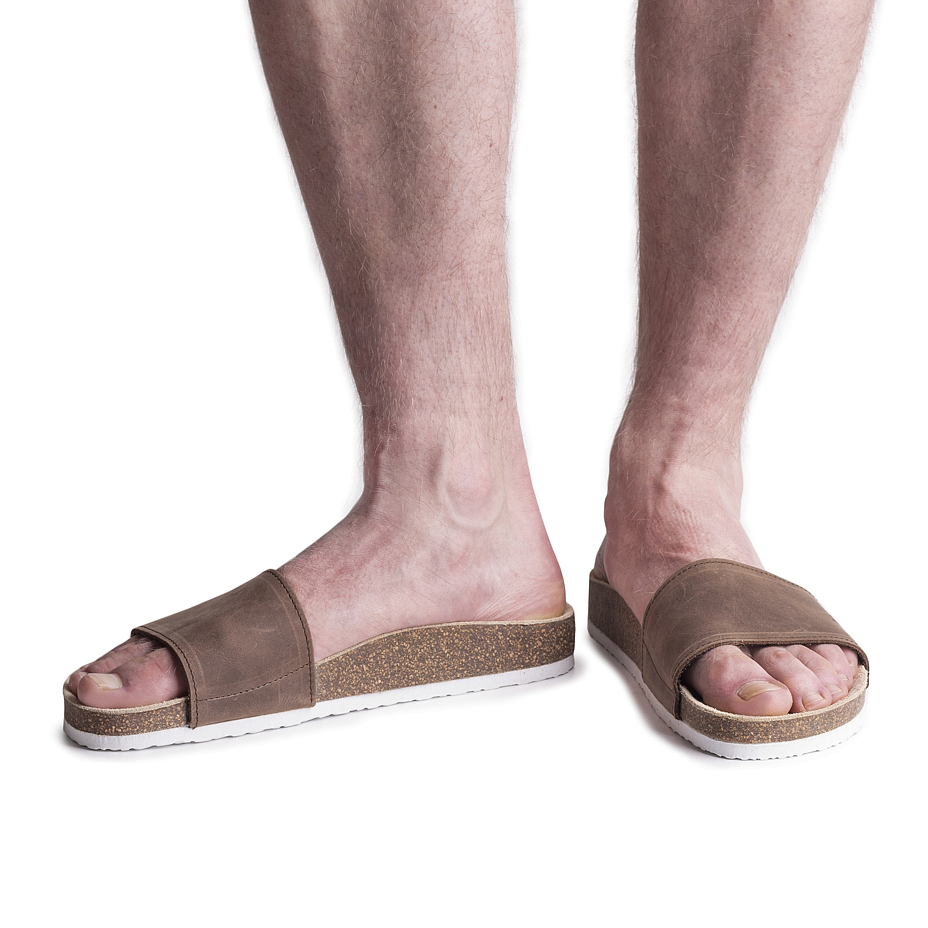 Men's Trepky Orthopaedic Cork Sliders Brown