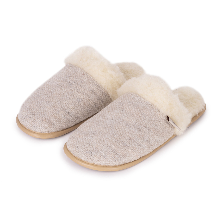 Slippers with Wool Lining Cappuccino