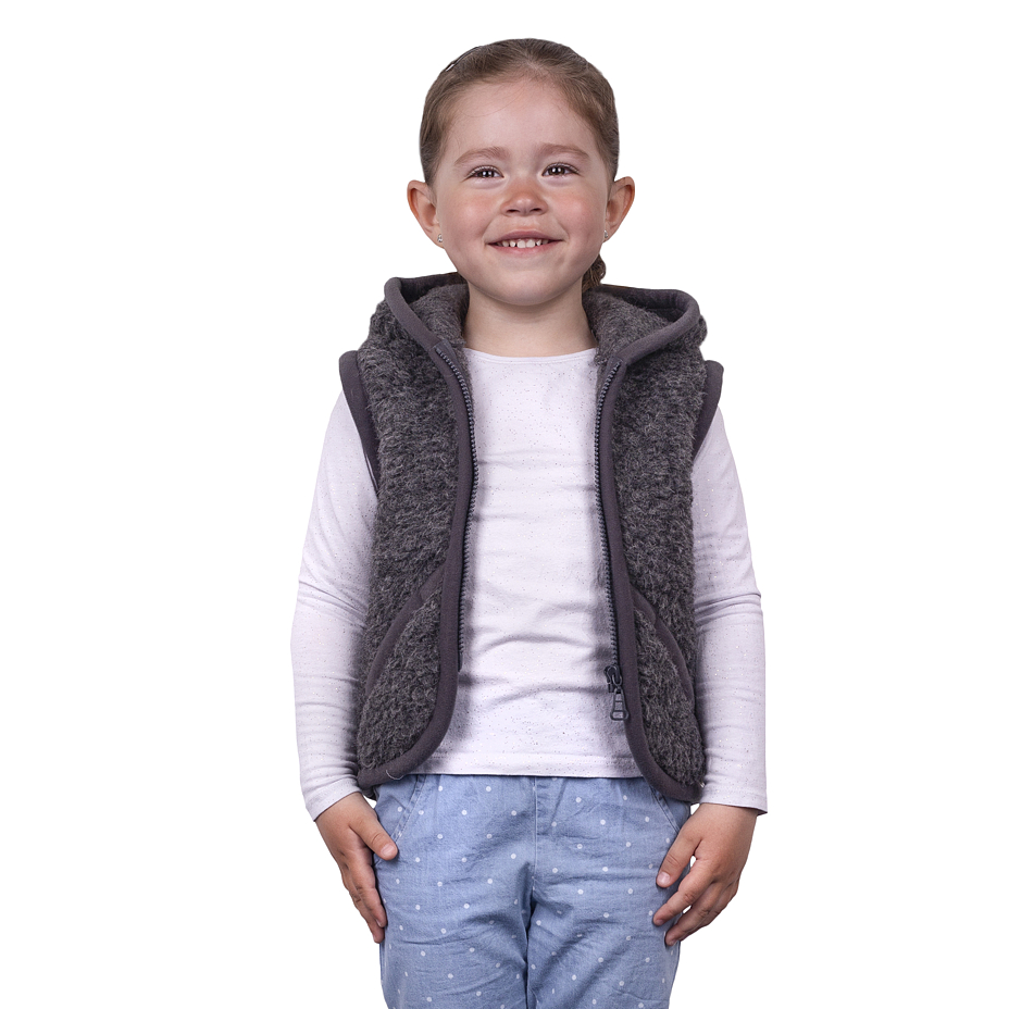 Kids’ Wool Hooded Vest Dark Grey