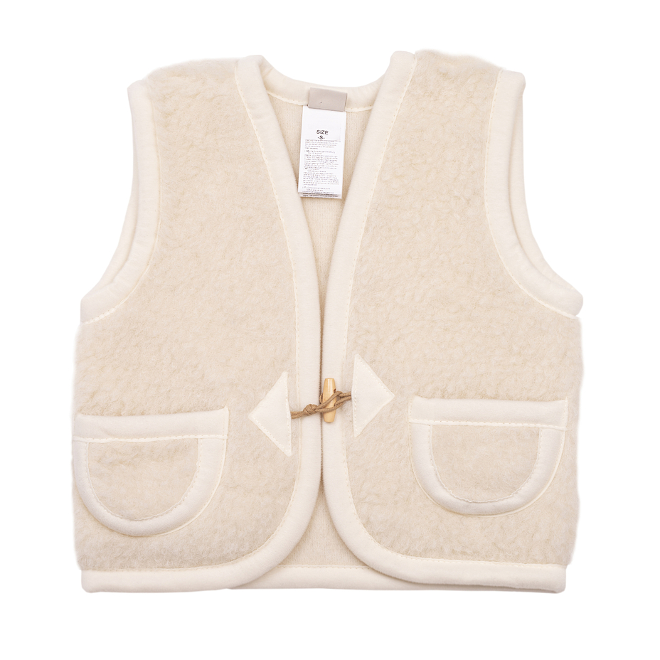 Kids’ Toggle Tie Wool Vest Natural